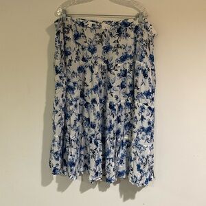 Woman Within Blue & White Floral Tiered Maxi Skirt, Women’s Size 2X (26/28)